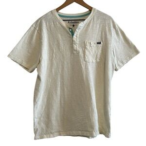 Chubbies The Slice of Life Short Sleeve Henley T-Shirt Cream size Large